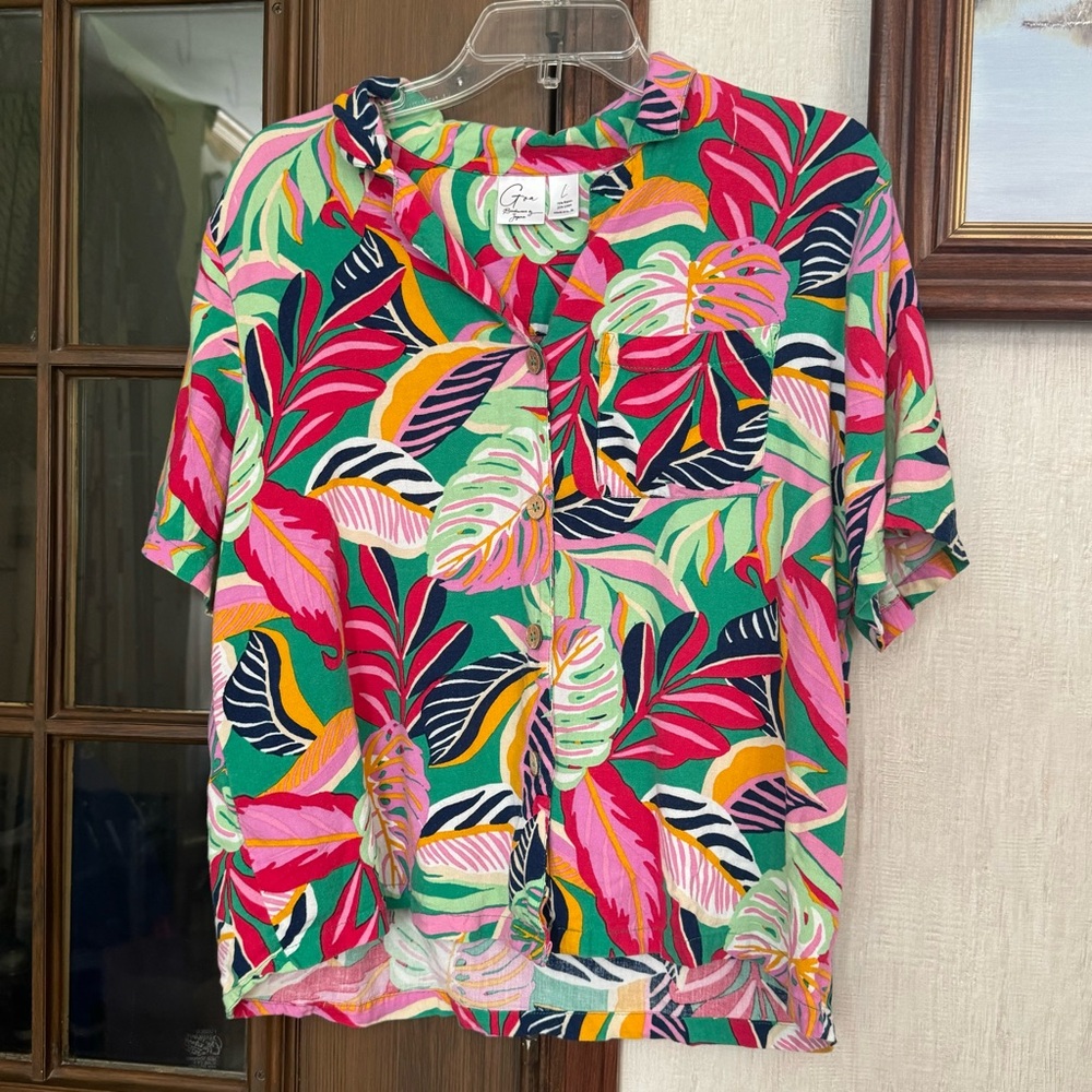 Goa Beachwear By Japna Vibrant Floral Button-Up Shirt